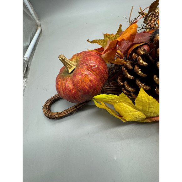 Autumn Harvest Artificial Swag With Pumpkins & Pinecones wall or door hanging - Picture 5 of 7